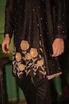 Shop_Midushi Bajoria_Black Embroidered Silk Chanderi Kurta Set _Online_at_Aza_Fashions