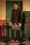 Midushi Bajoria_Black Embroidered Silk Chanderi Kurta Set _at_Aza_Fashions