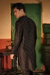 Shop_Midushi Bajoria_Black Embroidered Silk Chanderi Kurta Set _at_Aza_Fashions