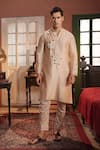 Midushi Bajoria_Cream Silk Chanderi Embroidered Kurta Set _at_Aza_Fashions