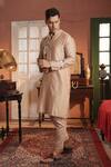 Buy_Midushi Bajoria_Cream Silk Chanderi Embroidered Kurta Set 
