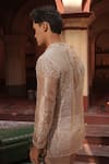 Shop_Midushi Bajoria_Silver Embroidered Silk Tissue Kurta Set _at_Aza_Fashions