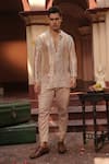 Buy_Midushi Bajoria_Silver Embroidered Silk Tissue Kurta Set 