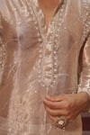 Shop_Midushi Bajoria_Silver Embroidered Silk Tissue Kurta Set 