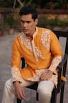 Midushi Bajoria_Yellow Embroidered Kurta Set _Online_at_Aza_Fashions