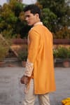Shop_Midushi Bajoria_Yellow Embroidered Kurta Set _at_Aza_Fashions