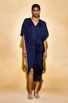 Buy_Echostudio_Blue Satin Roma Midi Dress _at_Aza_Fashions