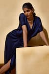 Echostudio_Blue Satin Roma Midi Dress _Online_at_Aza_Fashions