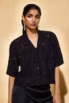 Buy_Echostudio_Black Noir Jacquard Viscose Shirt _at_Aza_Fashions