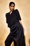 Echostudio_Black Noir Jacquard Viscose Shirt _Online_at_Aza_Fashions
