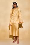 Buy_Echostudio_Yellow Celine Satin Skirt And Top Set _at_Aza_Fashions