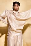 Echostudio_Gold Banarasi Silk Co-ord Set _Online_at_Aza_Fashions