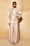Buy_Echostudio_Gold Banarasi Silk Co-ord Set _at_Aza_Fashions