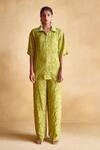 Buy_Echostudio_Green Moss Jacquard Viscose Co-ord Set _Online_at_Aza_Fashions