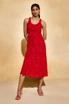 Buy_Echostudio_Red Moss Jacquard Viscose Dress _at_Aza_Fashions