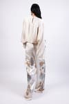Shop_AK-OK_Cream Satin Embroidery Boat Neck Multi Color Top And Pant Set _at_Aza_Fashions
