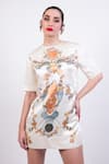 AK-OK_Multi Color Satin Dress _at_Aza_Fashions