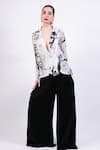 AK-OK_Black And White Silk Shirt Pant Set _Online_at_Aza_Fashions
