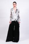 Buy_AK-OK_Black And White Silk Shirt Pant Set _at_Aza_Fashions