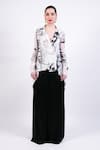 Buy_AK-OK_Black And White Silk Shirt Pant Set _Online_at_Aza_Fashions