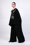 AK-OK_Black Silk Embroidered Kurta Pant Set _at_Aza_Fashions
