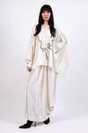 Buy_AK-OK_Cream Silk Kaftan And Draped Skirt Set _at_Aza_Fashions