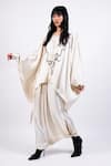 Buy_AK-OK_Cream Silk Kaftan And Draped Skirt Set _Online_at_Aza_Fashions