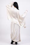 Shop_AK-OK_Cream Silk Kaftan And Draped Skirt Set _at_Aza_Fashions