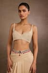Buy_Tarun Tahiliani_Pink Metal Broach Belt _at_Aza_Fashions