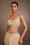 Tarun Tahiliani_Pink Metal Broach Belt _Online_at_Aza_Fashions
