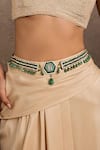 Buy_Tarun Tahiliani_Emerald Green Broach Belt _Online_at_Aza_Fashions
