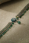 Shop_Tarun Tahiliani_Emerald Green Broach Belt _at_Aza_Fashions