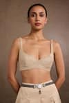 Buy_Tarun Tahiliani_Gunmetal Grey Broach Belt _at_Aza_Fashions