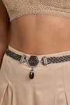 Buy_Tarun Tahiliani_Gunmetal Grey Broach Belt _Online_at_Aza_Fashions