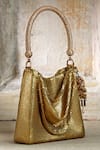Shop_Tarun Tahiliani_Gold Chainmail Handbag _at_Aza_Fashions