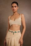 Tarun Tahiliani_Emerald Stone Beaded Jewel Belt _Online_at_Aza_Fashions