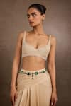 Buy_Tarun Tahiliani_Emerald Stone Beaded Jewel Belt _at_Aza_Fashions