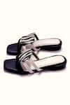 Soleart_Black Zebra Beaded And White Flats _Online_at_Aza_Fashions