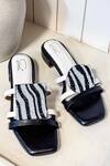 Buy_Soleart_Black Zebra Beaded And White Flats _at_Aza_Fashions
