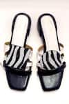 Shop_Soleart_Black Zebra Beaded And White Flats _at_Aza_Fashions