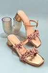 Buy_Soleart_Rose Gold Beads, Ruffles Designer Heels With Detail _at_Aza_Fashions