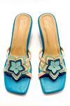 Shop_Soleart_Blue Fabric Flowers Designer Floral Heels _at_Aza_Fashions