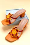 Buy_Soleart_Orange Fabric Flowers Kate Floral Heels _at_Aza_Fashions