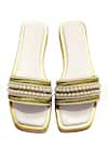 Shop_Soleart_White Designer Pearl Lustre Flats _at_Aza_Fashions