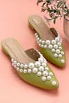 Buy_Soleart_Green Pearls Charlotte Embellished Heels _at_Aza_Fashions