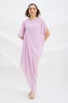 Buy_Mirroir_Lilac Draped Midi Dress _Online_at_Aza_Fashions
