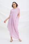 Buy_Mirroir_Lilac Draped Midi Dress _at_Aza_Fashions