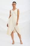 Buy_Mirroir_Beige Draped Midi Dress _at_Aza_Fashions