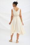 Shop_Mirroir_Beige Draped Midi Dress _at_Aza_Fashions