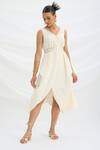 Buy_Mirroir_Beige Draped Midi Dress _Online_at_Aza_Fashions